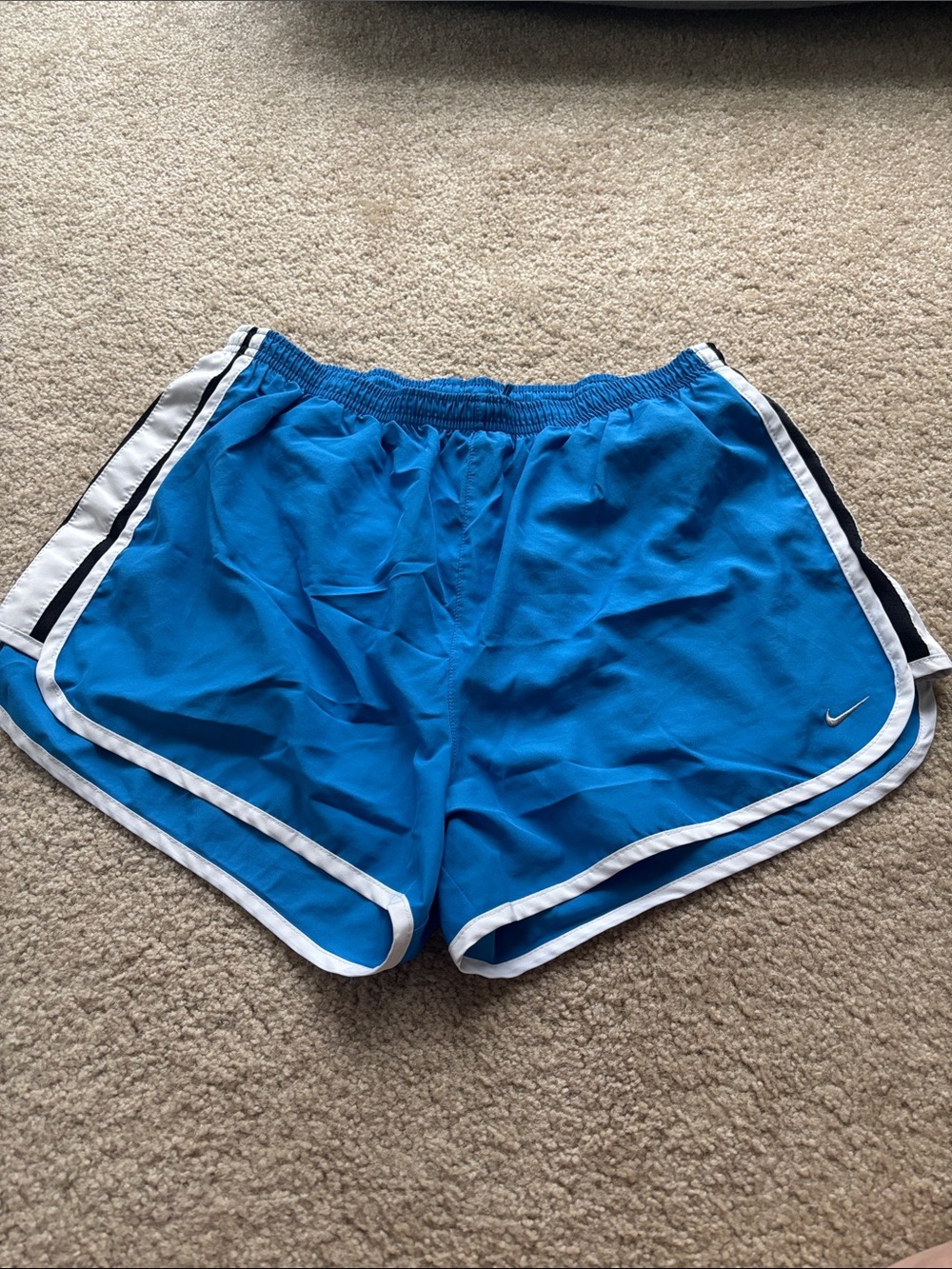 Nike Bright Blue Women's tempo dri fit Running Shorts with White Trim